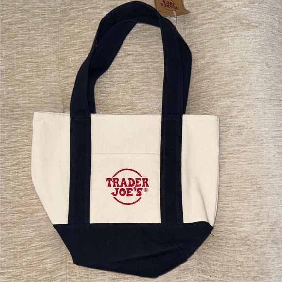 Trader Joe'S Handbags - Trader Joe's Cream and Black Mini Canvas Tote Bag